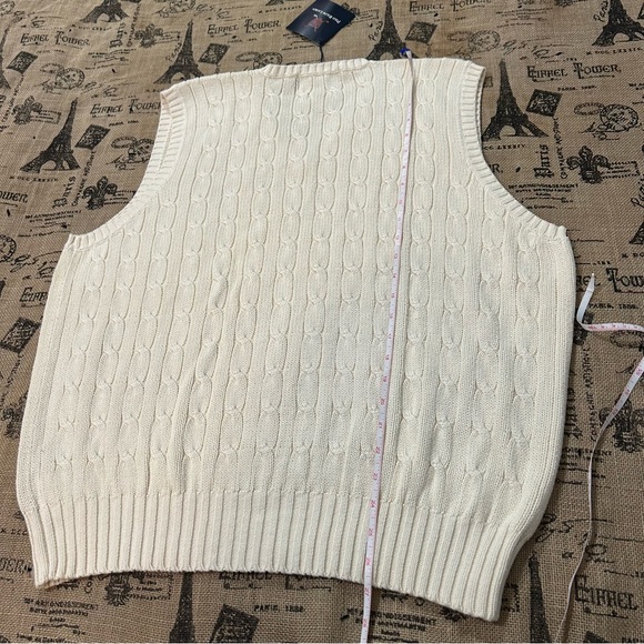 Polo Golf Ralph Lauren NWT! Vintage Men'S Ivory Knit V-Neck Sweater Vest Size L - Picture 15 of 16